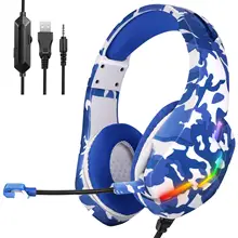J10 Camouflage Gaming Headset Headphone with Microphone Stereo Earmuffs Lights