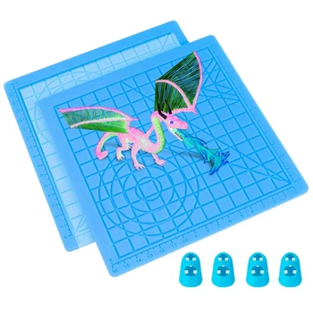 

2 Pack 3D Printing Pen Mat Silicone Design Mat with Basic Template,Best Heat Resistant 3D Pen Drawing Tools with 4 Silicone Fing