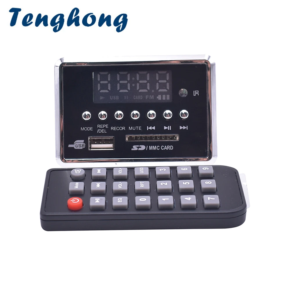 

Tenghong Bluetooth 5.0 MP3 Audio Decoder Board WMA WAV FLAC APE Decoding Module DC3.7-5V Support FM AUX Recording Blue Screen