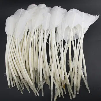 

Wholesale 25-30CM (10-12 inches) Turkey Nest Lin Feather Tear Round Head Dyed White 50-100PCS DIY Jewelry Gardenia Feather