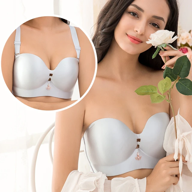 Wireless Bra Thin Cup Wide Strap Women Underwear Sexy Lace Vest Brassiere  Femme Gather Comfortable Bralette (Color : Beige, Size : 95D)