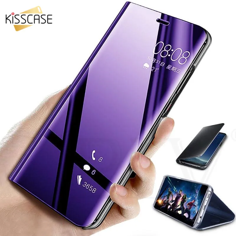 KISSCASE умный зеркальный флип-чехол для samsung Galaxy A50 A70 A40 A30 A90 A80 A20 A10 M40 M30 M20 A9 2019 S10E S10 S9 S8