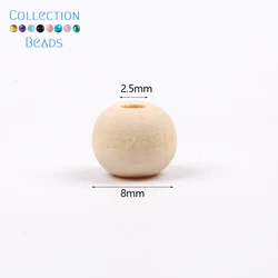 Natural Wood Beads - Round Spacer Wooden Pearls for DIY Jewelry and Handmade Accessories (8mm 100pcs)