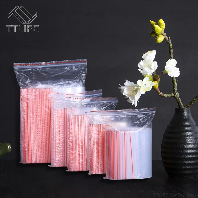 100 шт. Пластик мешки Ziplock Еда упаковки ювелирных изделий небольшой замок типа