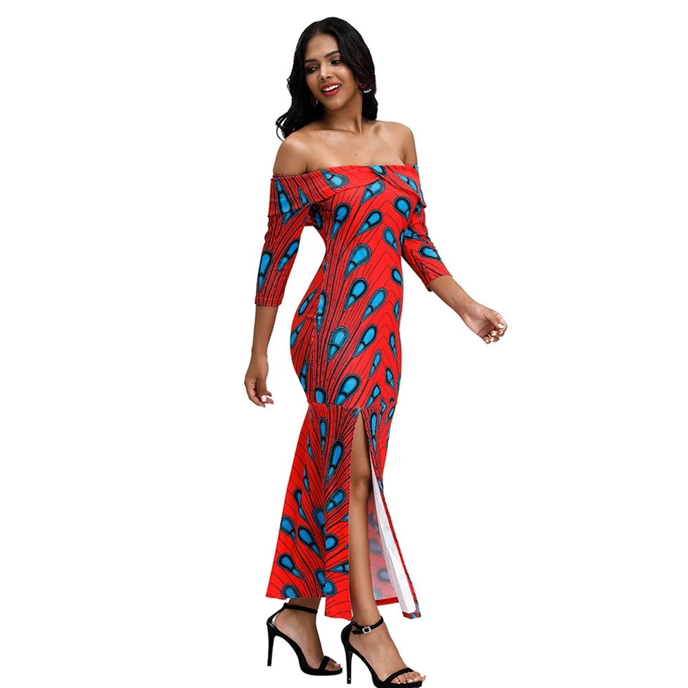Fadzeco Africn платье для женщин 2019 Новинка Kanga одежда Сексуальная одно плечо Дашики Этнические Традиционные цветочные печати вечерние каникулы