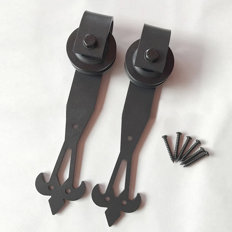 

Black Carbon Steel Sliding Barn Door Hardware Track Rail Kit Room Decoration