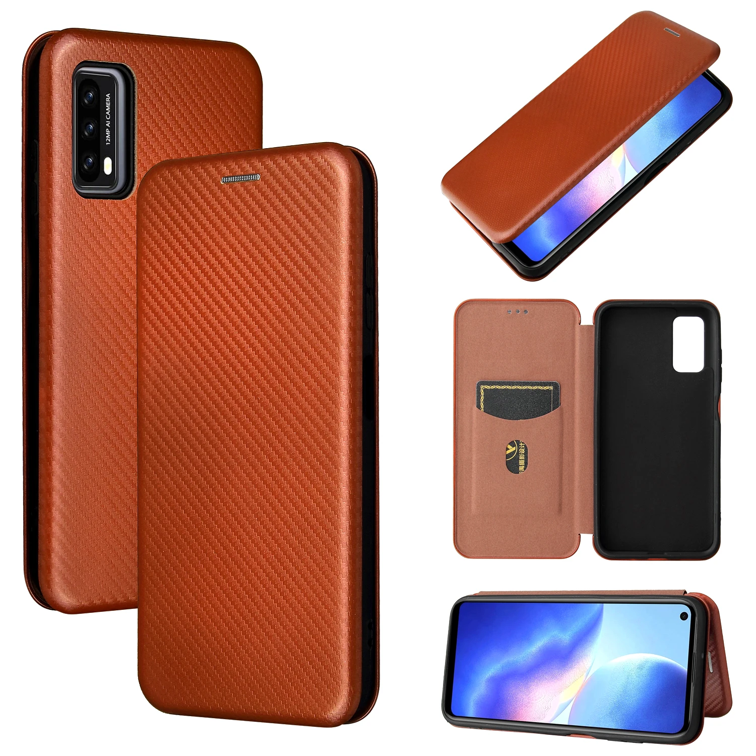 Luxury Carbon Fiber Flip Phone Case For Blackview A100 Flip Cover With