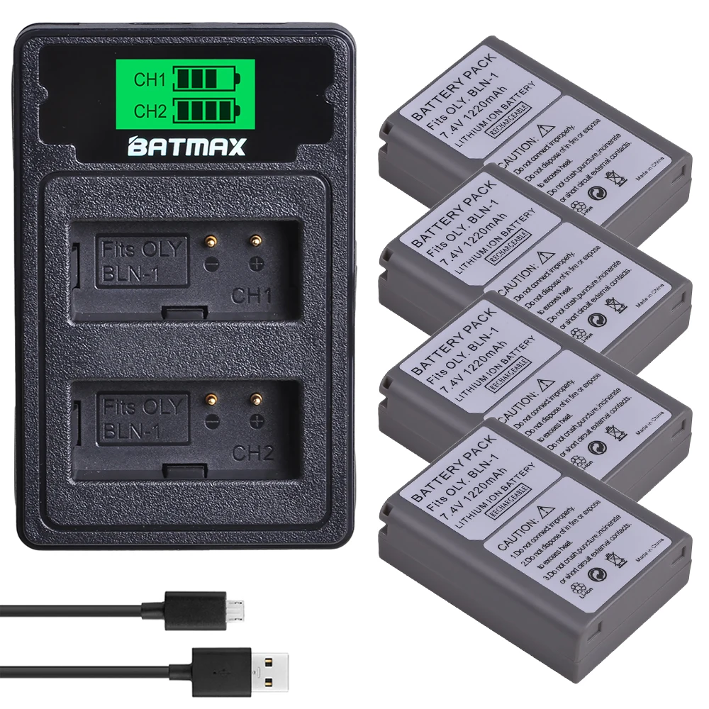 Batmax PS-BLN1 BLN-1 Camera Battery +LCD Dual USB Charger for Olympus OM-D E-M1 E-M5 Mark II PEN-F E-P5 EM1 EM5 PENF EP5 | Электроника
