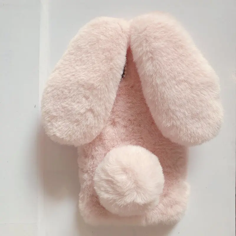

Huawei Y5P 2020 Case Soft Silicon Case Huawei Y5P Y5 P 2020 Fashion Rabbit Fluffy Ears Plush Warm Protection Back Cover 5.45"