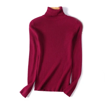 

Woman Sweater Turtleneck Warm Solid Soft Autumn Pullover Jumper Elastic Knitted Slim