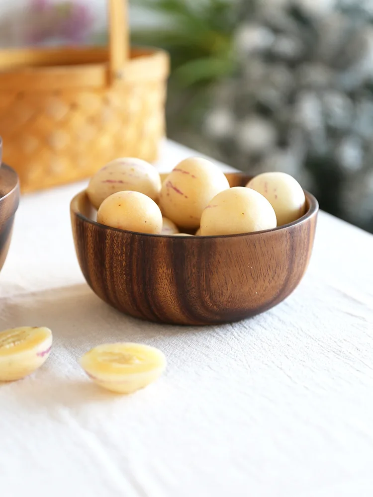 Japanese-style flat-bottomed Acacia wooden bowl, wooden hotel restaurant kitchen tableware, salad bowl, whole wooden soup bowl Japanese-style flat-bottomed Acacia wooden bowl, wooden hotel restaurant kitchen tableware, salad bowl, whole wooden soup bowl