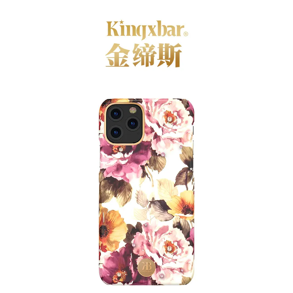 Peony Чехол для телефона с блестящими цветами и бриллиантами для iPhone 11 Pro Max/11 Pro/11 роскошный Кристальный Жесткий Чехол для женщин противоударный KINGXBAR - Цвет: Peony