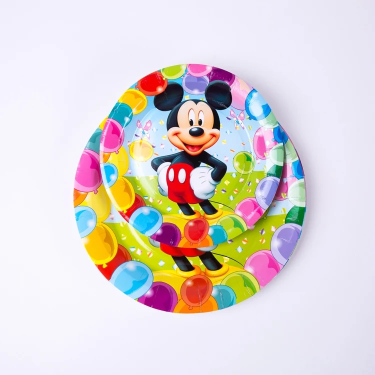 9inch plate 6pcs С Микки Маусом Мышь вечерние аксессуары для детского дня рождения вечерние для украшения детского душа вечерние принадлежности для детский праздничный костюм, комплект - Цвет: 9inch plate 6pcs