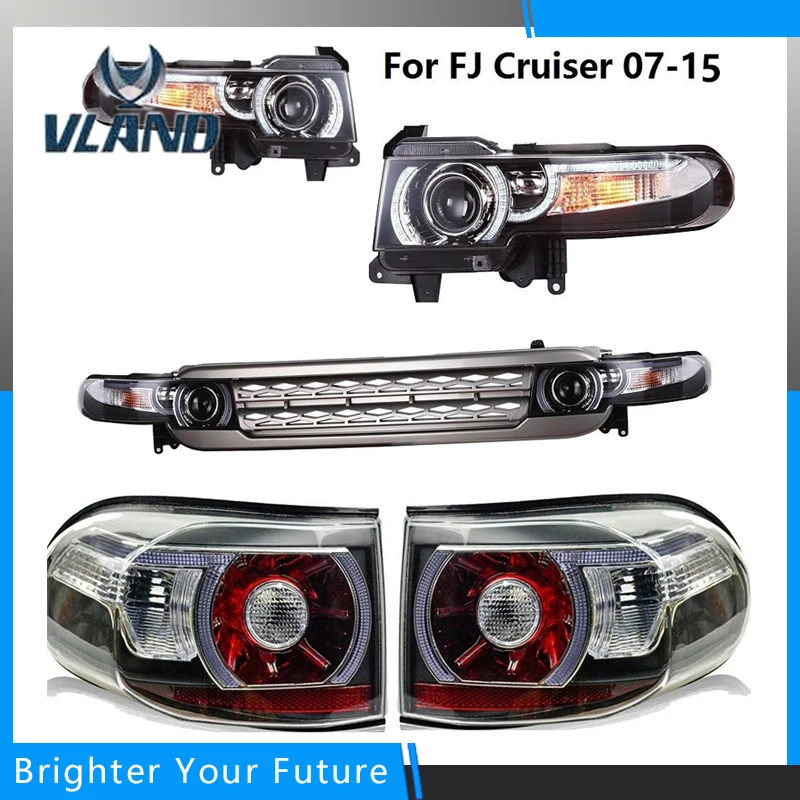 СВЕТОДИОДНЫЙ DRL проектор фары задние и решетки для Toyota FJ Cruiser 2007 2014 двухлучевая