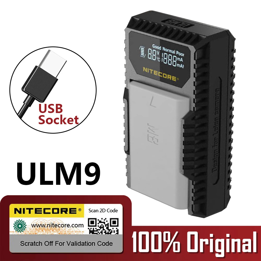 

100% Original Nitecore ULM9 USB Travel Charger For Leica BLI-312 Battery Leica Camera BM8 M8 M8.2 M9 M9-P M-E