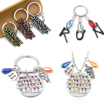 

Movie Stranger Things Keychain Charmed Lamp Bulb Letter RUN Metal Keyring Key Chains Men Car Women Bag Accessories llaveros Gift