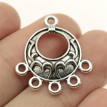 

Wholesale Jewelry Lots Antique Silver Color 25x23mm Earring Connector Pendant Charm Women Earrings 100 Pieces