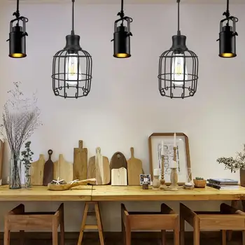 

AC 85-265V E27 Indoor Vintage Iron Cage Ceiling Hanging Light Pendant Lamp For Living Room Bedroom Without Bulb