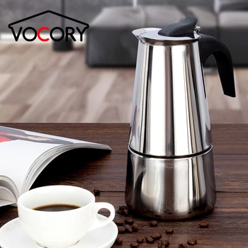 

Portable Espresso Moka Coffee Maker Pot Stainless Steel Coffee Brewer Kettle Pot For Pro Barista 100ml/200ml/300ml/450ml/600ml