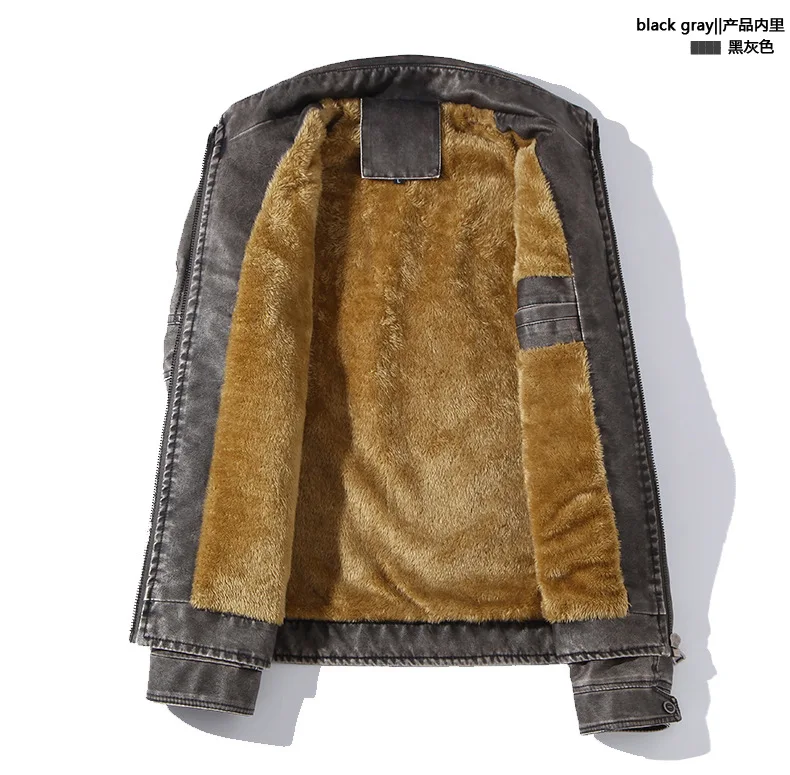 Защита авторских прав) Wishl мужское кожаное пальто в американском стиле кожаное пальто-плюс бархатное моющее кожаное пальто 3D Рисунок