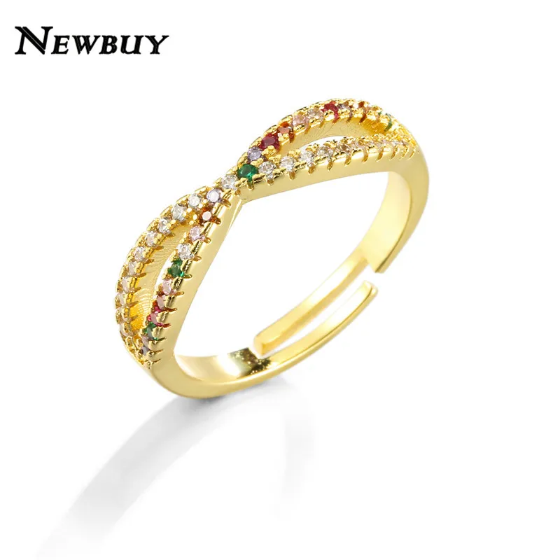 NEWBUY модное Золотое кольцо X формы Открытое для женщин девушек случайный цвет