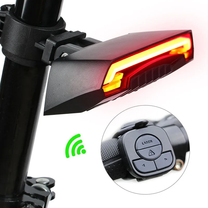 USB заряжаемый велосипедный беспроводной задний фонарь для велосипеда поворотник пульт дистанционного управления Безопасный светодиодный предупреждающий задний фонарь