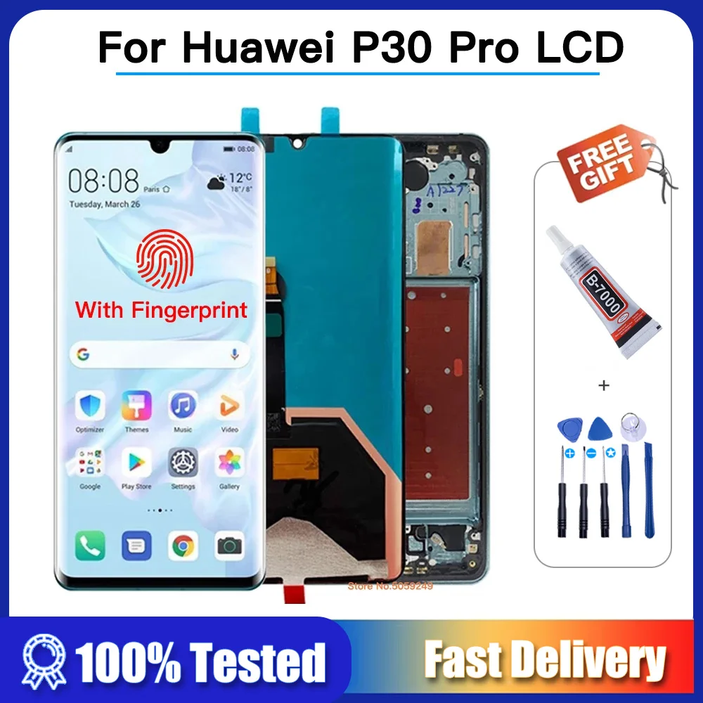 Schermo Originale Da 6.47 "Per Huawei P30 Pro Display Lcd Con Cornice Touch Screen Digitizer Panel Per Huawei P30Pro Vog-L29 Vog-L09