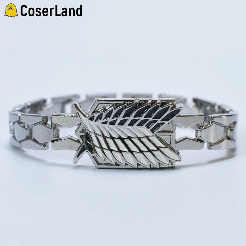 

Anime Attack on Titan Silver Bracelet Shingeki No Kyojin Cosplay Accessories Prop Scouting Legion Men Women Pendant Cosplay Gift