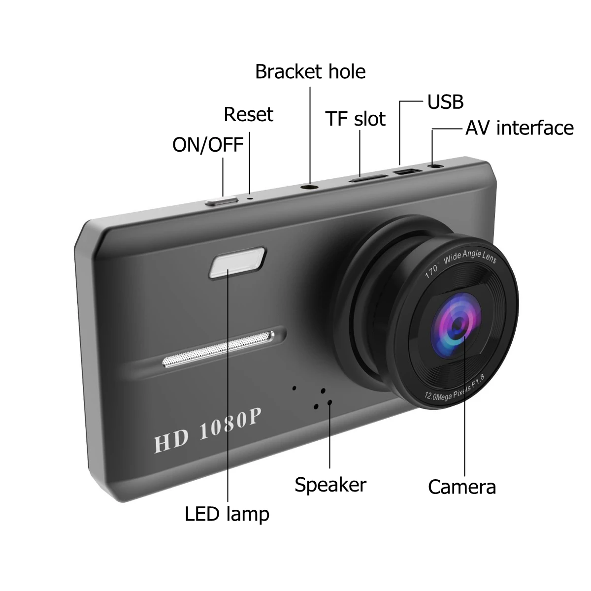 KROAK 1080P 4,5 дюймов FHD автомобильный видеорегистратор черная приборная панель камера ночного видения Видео сенсорный экран рекордер циклическая запись мини тире
