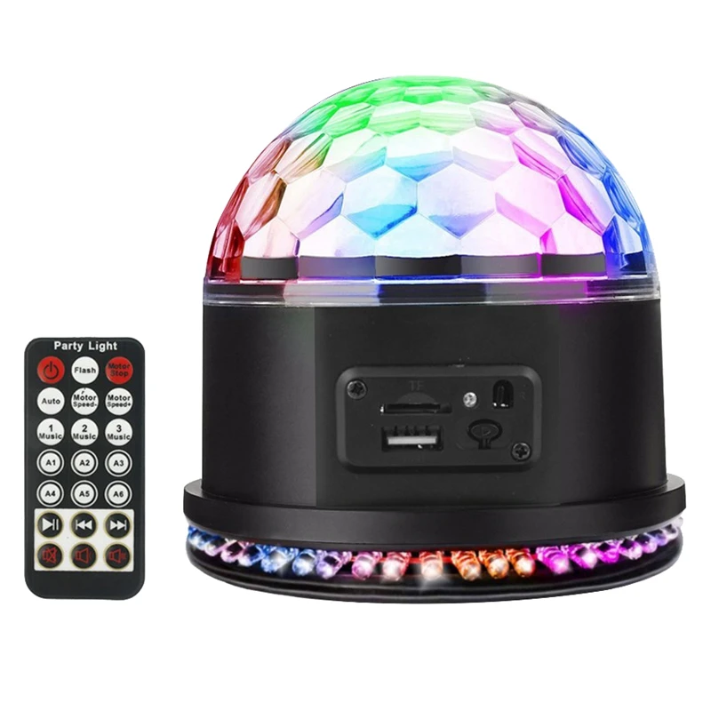 

Rgb Mp3 Crystal Magic Ball Sound Activated Dj Lights Mini Rotating Strobe Stage Lights With Remote Control For Home Party Gift(E