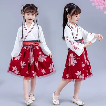 

2020 Hanfu girl autumn Chinese style children's costume super fairy dress Tang costume little girl autumn antique style skirt