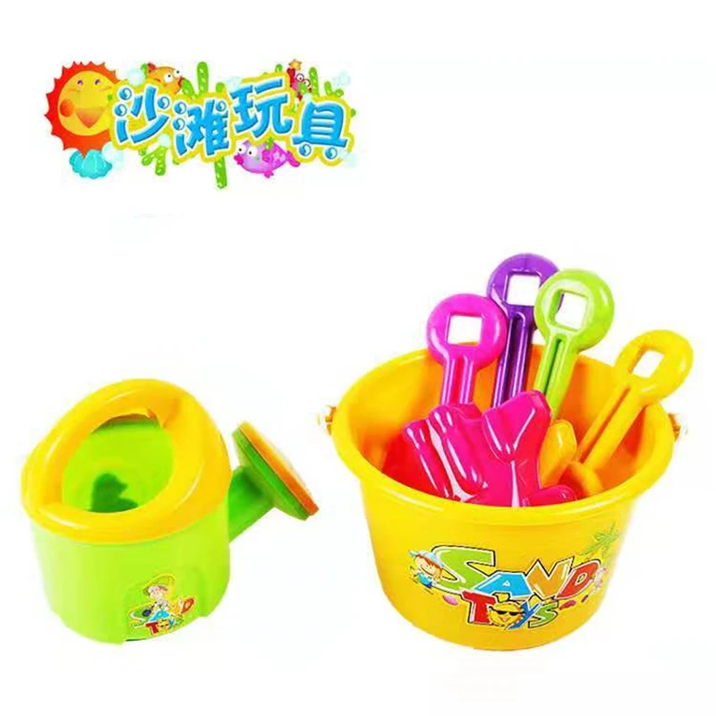 incredible  8PCS Portable Kids Classic Beach Sand Toys Watering CanBarrelShovelFrog ModelBeach Play SandWater T