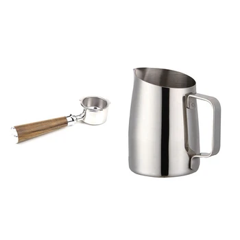 

1 Pcs 400Ml Pull Coffee Cup Milk Foam Pot Cup & 1 Pcs Coffee Bottomless Portafilter Accessories