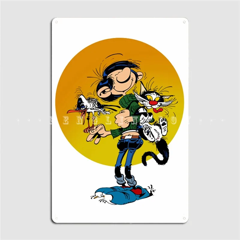 Plaque Murale En Métal Gaston Lagaffe – 30 X 20 Cm – Décoration BD – Neuve