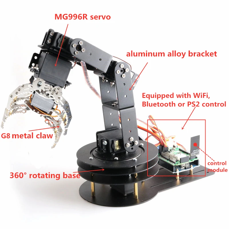 6DOF Metal Mechanical Robotic Arm Frame Kit for Robot Smart Car for Arduino SCM 