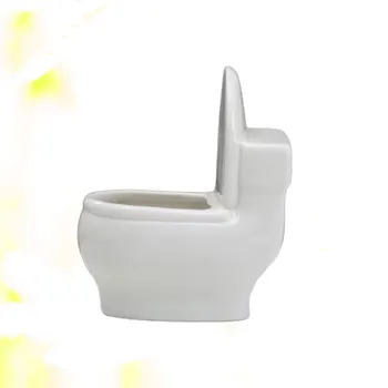 

1PC Cartoon Toilet Shape Flowerpot Personality Toilet Shape Flower Pot Ceramic Toilet Shaped Succulents Flowerpot Simple Househo