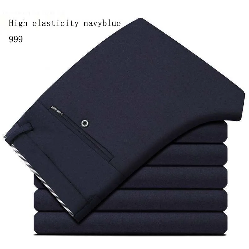 

Men‘s Suit Pants Spring and Summer Male Dress Pants Business Office Elastic Wrinkle Resistant Big Size Classic Trousers Male