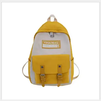 

2 Size unisex Backpack teenage Breathable Canvas version of collision color Leisure School Bag Women Travel bag campus Mochila