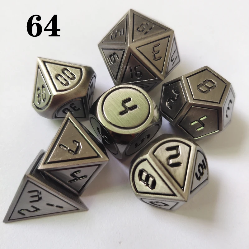 Двухцветные металлические кости 7-piece подземелье и дракон RPGMTC настольная игра D4 D6 D8 D10 D12 D20 - Цвет: 64
