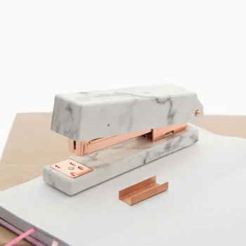 

New Fashion Design Pocket Marble Texture Desktop Manual Stapler Machine for 24/6 Home School Office Stationery Accessories