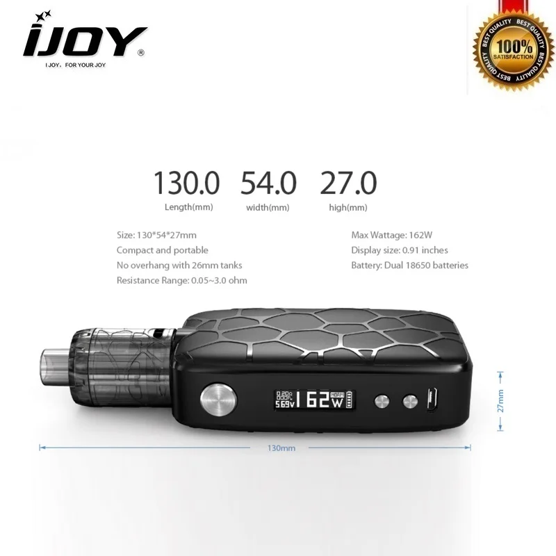 Оригинальный набор IJOY MYSTIQUE 162 Вт бокс мод с баком для 3 мл сетчатая катушка 0 15 Ом