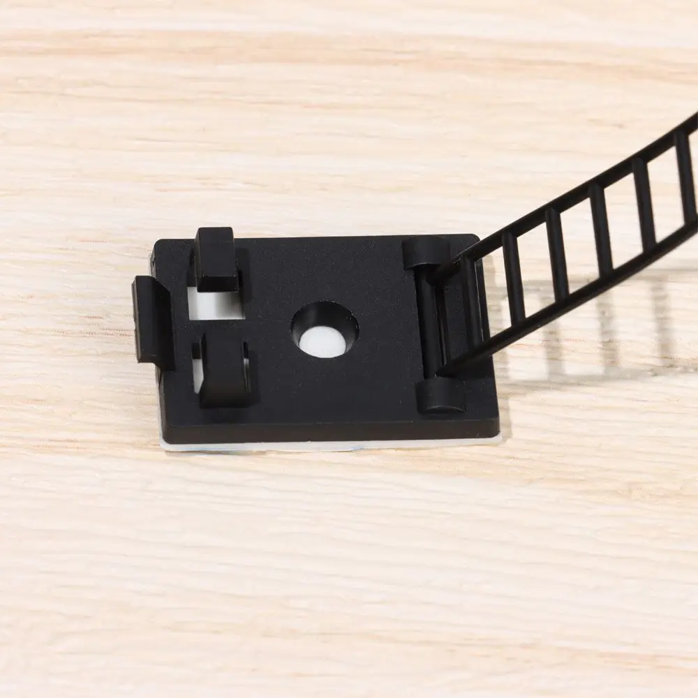 Description Picture 5 of item5/10Pcs Adjustable Cable Tie Self Adhesive Mounts Cable Clips Plastic Network Wire Power Cord Car Cable Tie Clip Clamp