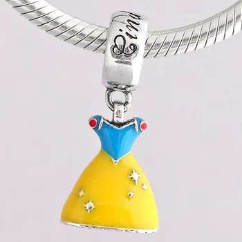 

Original Enamel Cinderella Elsa Snow White's Dress Pendant Beads Fit 925 Sterling Silver Bead Charm Bracelet DIY Jewelry