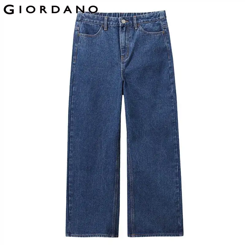 Giordano женские джинсовые джинсы с эластичной резинкой на талии, Широкие джинсовые брюки с карманом, на змейке спереди модные джинсы Mujer 05419096