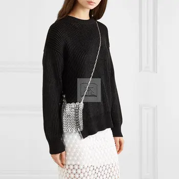 

2019 metal sequins women shoulder bag silver chain bags for girls Mini Mobile Crossbody Bag Shoulder Messenger Bag