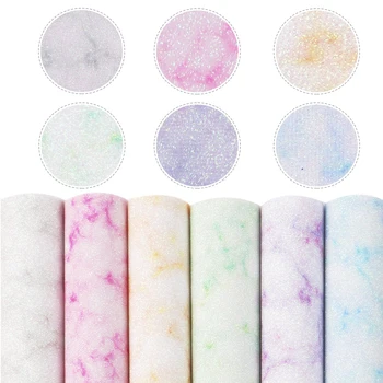

6pcs/set Fine Glitter Marble Synthetic Leather set For Bows Bags Wallte Phone Case DIY Handmade Materials,1Yc10512