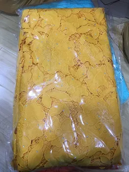 

STILL FLY african lace fabric gold water soluble guipure french lace with stoens nigerian cord lace fabric high quality 5yards