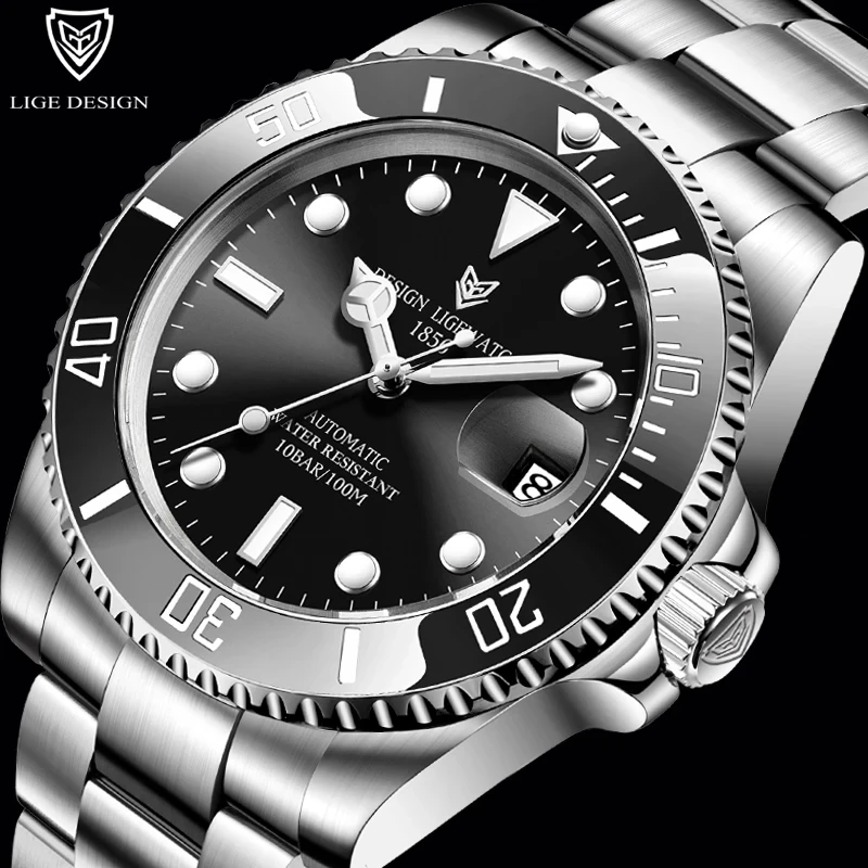 2022 LIGE Watch Men Automatic Mechanical Tourbillon Clock Fashion Sapphire Glass 316L Steel 100 Waterproof Watches NH35 Movement