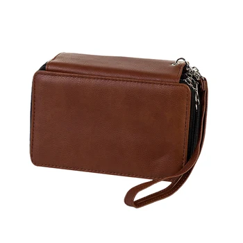 

Stationery 72 Slots Portable Shockproof PU Leather Waterproof Birthday Gift Zipper Closure Students Large Capacity Pencil Case