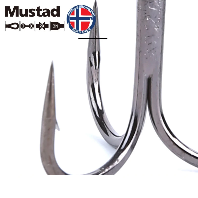 Mustad Norway Origin Fishing Hook Top Quality High Carbon Steel Treble Hook  Barbed Hook,4# 6# 8# 10#,TG78NP-BN,TR78NP-BN